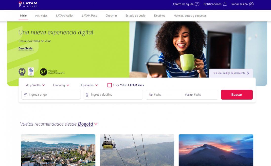 Latam presentó su nuevo sitio web, donde reducirán en un 70% los tiempos en el proceso de compra y no necesitarán realizar el proceso de check-in previo a su viaje.