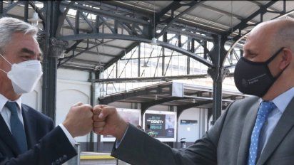 Ministerio de Transporte, pasado y presente: Mario Meoni y Alexis Guerrera.