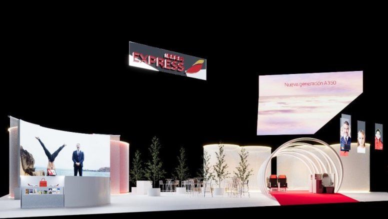 El render del stand de Iberia en Fitur 2023.