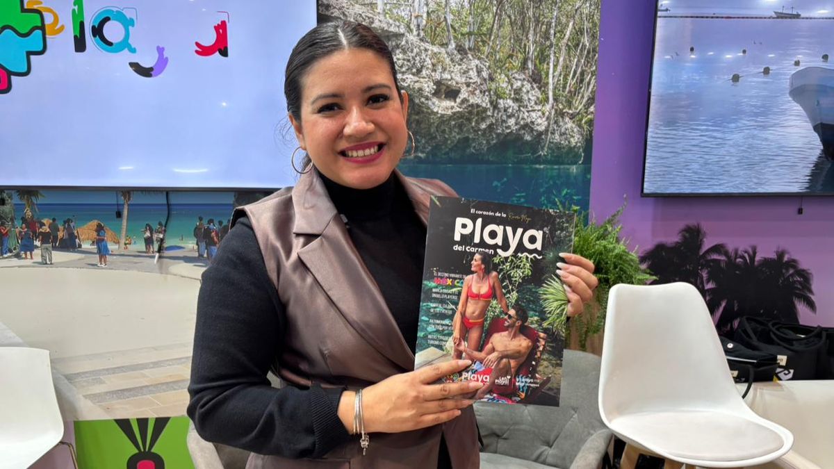 Estefanía Hernández, secretaria de turismo de Playa del Carmen, en Fitur 2026.