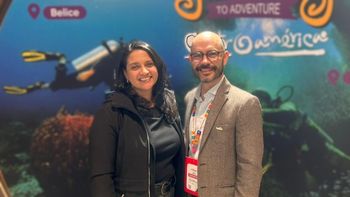 Nicole Solano, CEO del Ministerio de Turismo de Belice; junto a Alejandro Buitrago, director de Operaciones de TM Americas.