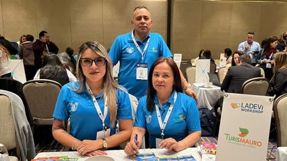Brigitte Rodríguez, John Jairo Bedoya y Marcela Padilla de TurisMauro.