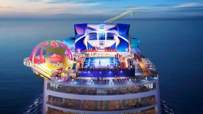 La popa del Odyssey of the Seas, uno de los cruceros más nuevos de Royal Caribbean.