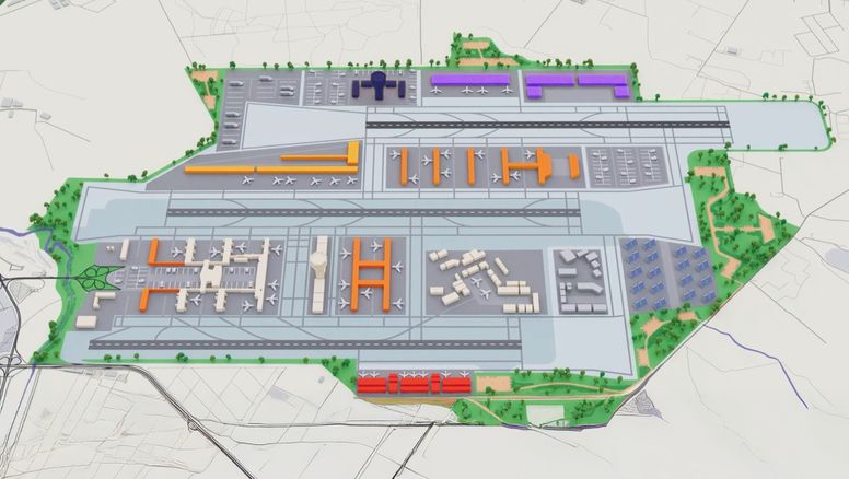 Primer borrador del MOP para el futuro del Aeropuerto de Santiago considera pasar de 1.050 a 2.350 hectáreas.