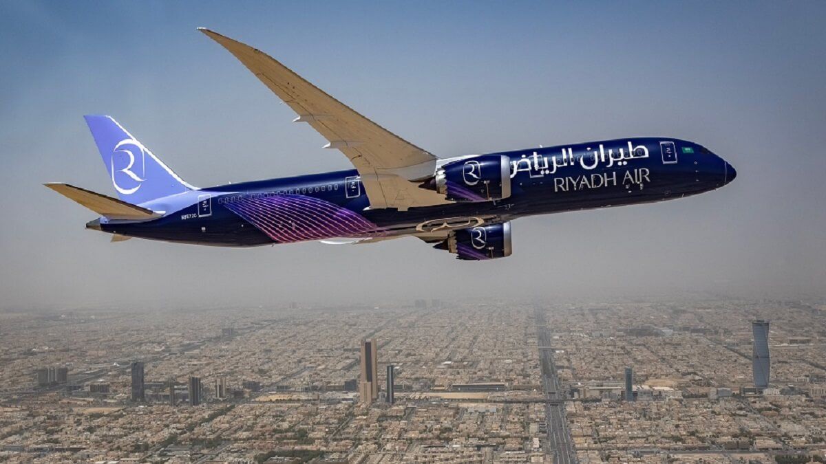 Avión de la aerolínea Riyadh Air, a partir de julio representada comercialmente por AVIAREPS.