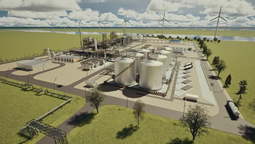 Render del proyecto de la planta de producción de SAF apoyada por KLM.