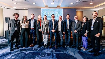 Malcom Smith, vicepresidente senior de Mercados Globales; Paula Cortés Calle, presidente ejecutiva de Anato; Norcia Ward-Marin, especialista comercial del Servicio Comercial de EE. UU. en Colombia; Daniel Figueroa, director comercial en Despegar-Viajes Falabella; Jair Suárez, country manager de Colombia en BCD Travel; Juan Diego Zapata, director ejecutivo de PriceTravel en Colombia; y equipo de Brand USA.