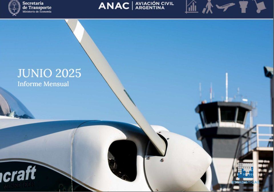 Cubierta del informe estadístico de la ANAC corresponde al transporte aéreo de junio de 2025.