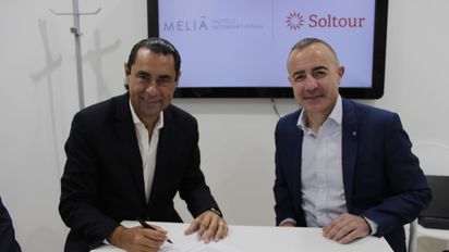 Dalmau y Bennasar rubricaron el acuerdo para promover la colaboración mutua entre Soltour y Melía.