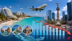 Durante marzo de 2026 México registró una disminución de -8.1% en la llegada de turistas internacionales, con un total 2 millones 160 mil visitantes extranjeros a aeropuertos mexicanos.
