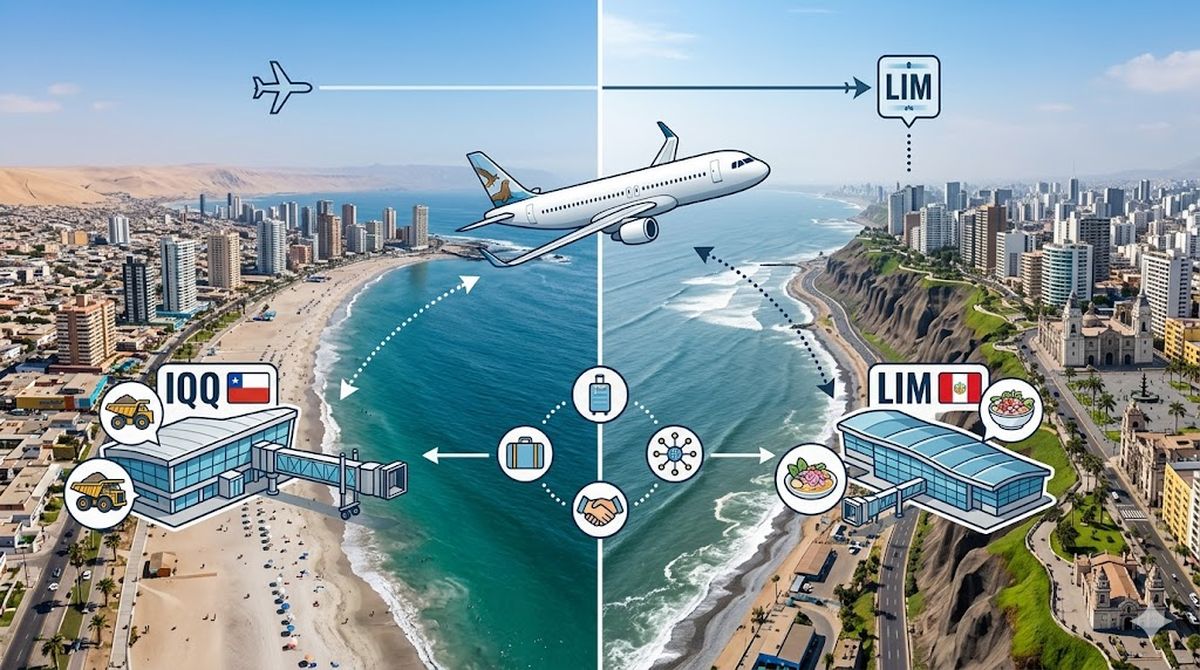 Gremios de Iquique analizan el potencial de reactivar un vuelo directo con Lima, Perú.