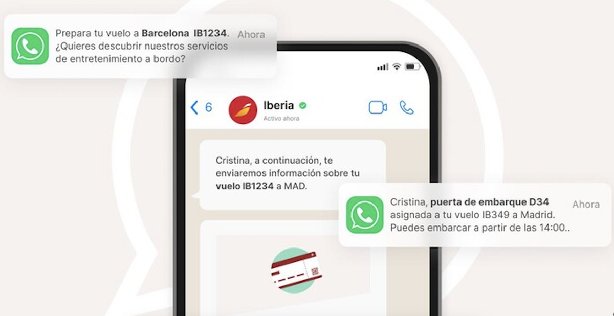 Comunicaciones vía WhatsApp de Iberia.