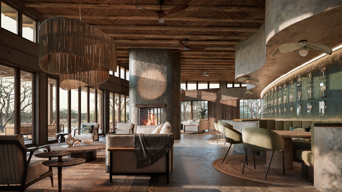 El interior del bar y lounge del Sandringham Private Game Reserve.