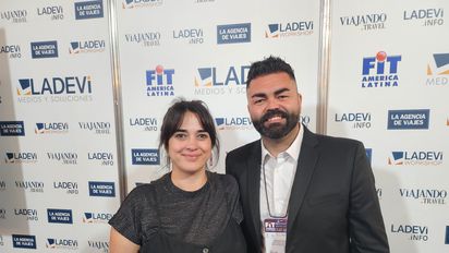 Noelia Aubert y Lorenzo Muñoz, ejecutivos de ATS presentes en FIT 2023.
