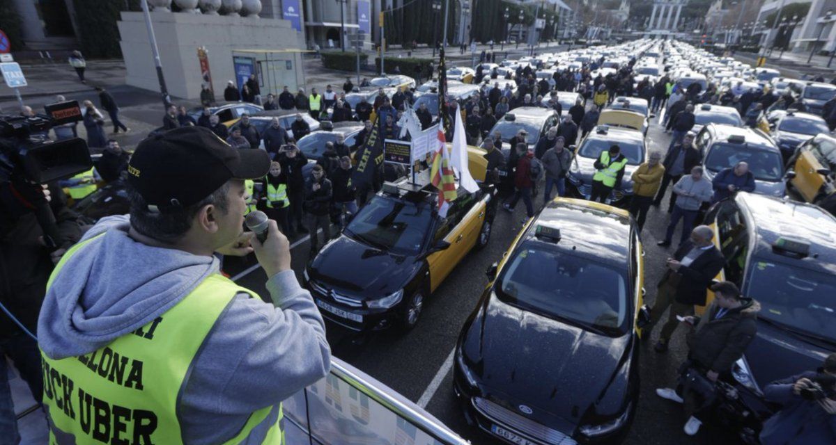 Protestas de taxistas en Barcelona.