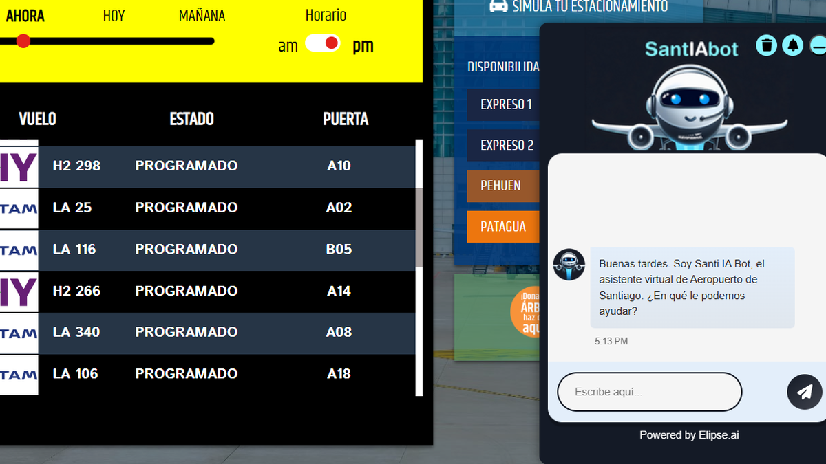 Aeropuerto de Santiago: SantIAbot fue desarrollada por Nuevo Pudahuel y debutó en julio de 2023.