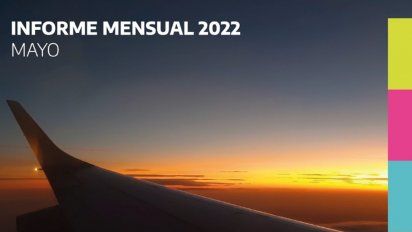 Cubierta del informe mensual de tráfico aéreo de ANAC, con relación a mayo de 2022