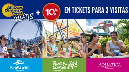 SeaWorld y Busch Gardens: nueva oferta con plan de comidas gratis y descuentos exclusivos