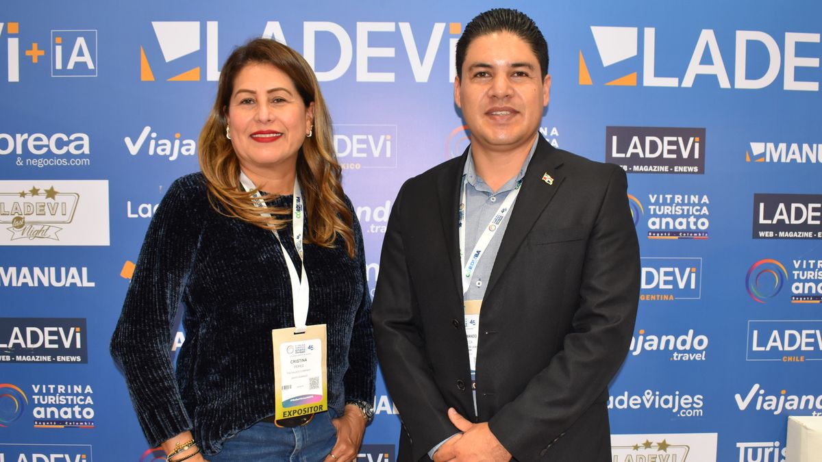 Cristina Pérez, directora corporativa de Ventas de The Palace Company en Latinoamérica, y Julio Villaseca, director de Relaciones Comerciales de Moon Palace The Grand - Punta Cana.&nbsp;