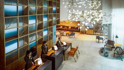 El lobby del flamante hotel.