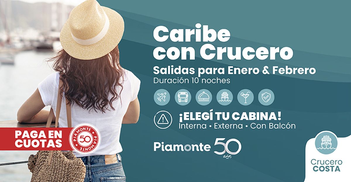 Piamonte: uno de los diferenciales de Caribe con Crucero es la posibilidad de abonar en cuotas.