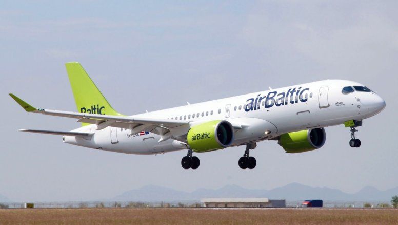 Uno de los Airbus A220/300 de Air Baltic, como los que arrienda Lufthansa.