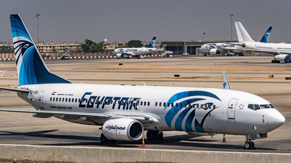 Uno de los aviones de la flota de Egypt Air. 