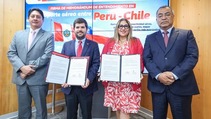 Autoridades de Chile y Perú firmaron Memorándum de Entendimiento que permitirá duplicar los vuelos entre ambos países.