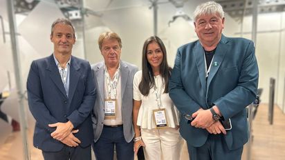 Hernán Cuñado, director de Marketing del Emprotur; Eric Guzmán, secretario de Turismo de Bariloche; Natacha Vázquez, directora ejecutiva del Emprotur; y Walter Cortés, intendente de Bariloche.&nbsp;