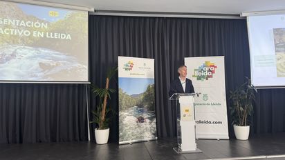 Juli Alegre, director del Patronato de turismo de Lleida, durante el evento de presentación del destino junto a la Agencia Catalana de Turismo.