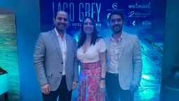 Equipo Hotel Lago Grey: Rodrigo Bustamante, gerente comercial; Jessica Araya, representante comercial; César Sepúlveda, supervisor comercial.