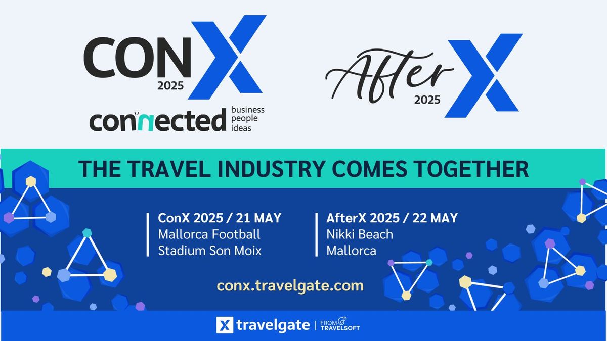 El flyer de la quinta edición de CON-X, un evento exclusivo que reunirá a más de 1000 profesionales de la industria turística.