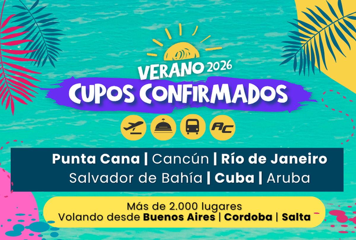 TicketYa y Chasma lanzó paquetes a Brasil y el Caribe para el verano 2026 con más de 2.000 lugares volando desde Buenos Aires, Córdoba y Salta.&nbsp;