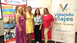 Soula Koulouri, directora de Mediterranean Jet; Ingrid DelBusto, directora de Volando Viajes; Mary Guizado, gerente general de VIPViajes, y Elke Daum, gerente de ventas de Carrusel Travel.