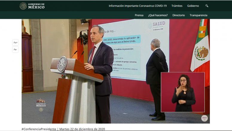 SSA descarta suspender vuelos entre México y Reino Unido por nueva cepa de coronavirus.