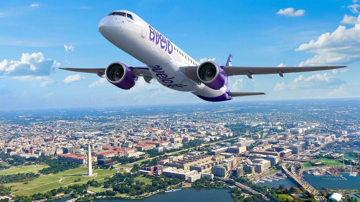 Render de uno de los Embraer E195/E2 de Avelo Airlines