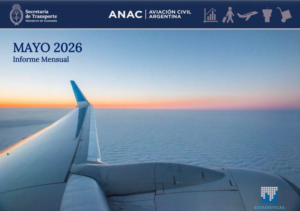 Cubierta del Informe estadístico de ANAC sobre el tráfico aéreo de mayo de 202-