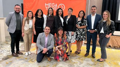 Representantes de Chile, Colombia, Costa Rica, Cuba, Perú y República Dominicana junto al equipo de Mega Travel.