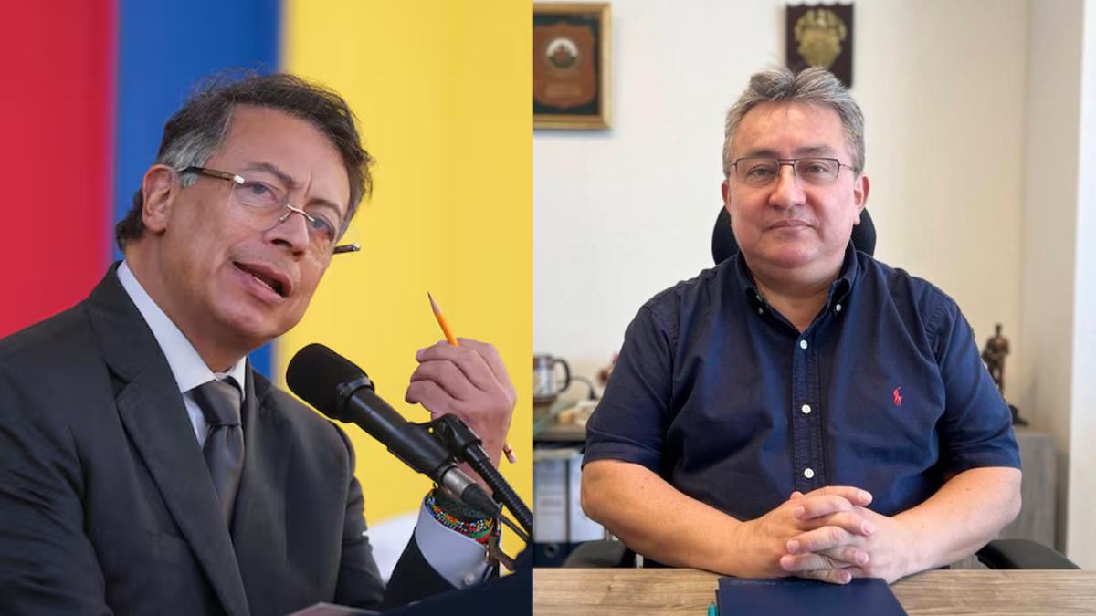El presidente Gustavo Petro y Omar García, presidente de Cotelco Magdalena, frente a la planta desalinizadora que generó controversia.