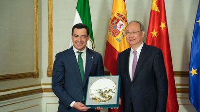 El presidente de Andalucia, Juanma Moreno, durante su visita a China.