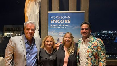 Mariano Stabielli, presidente de Vanguard Marketing; Graciela Sarricchio, de Ventas; Mariana Benseñor, gerenta de Marketing y Ventas; y Fernando Castro, agente general de Ventas de NCL.&nbsp;