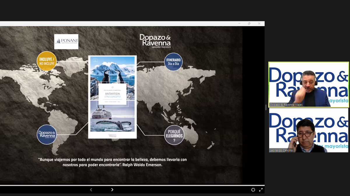 Mediterráneo y Dopazo & Ravenna realizaron un webinar presentando el producto a agentes de viajes chilenos. 