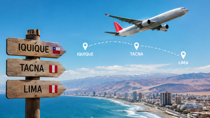 Aerolíneas peruanas evalúan abrir la ruta Iquique-Tacna-Lima para conectar el norte de Chile con el mercado turístico internacional.