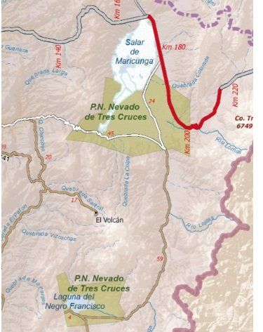 Región de Atacama: El parque Nacional nevado Tres Cruces está dividido en dos sectores. El corredor biológico intermedio puede ser usado para la minería. 