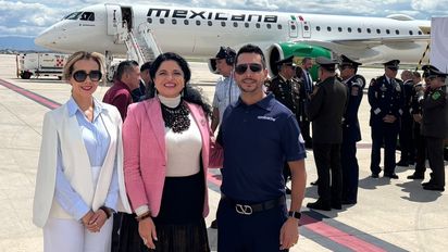 Azabache dijo presente en la recepción del primer avión Embraer de Mexicana de Aviación