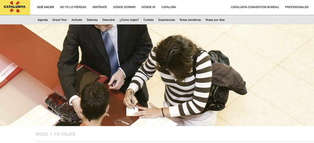 Web de la agencia catalana de turismo referenciando a la agencia que habría estafado a sus clientes (Fg Viajes) Web de la agencia catalana de turismo referenciando a la agencia que habría estafado a sus clientes (Fg Viajes)