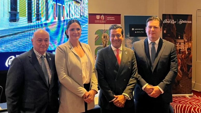 Representantes de Aeroméxico-Delta, Puerto Rico y CIudad de México en la presentación oficial de la ruta.