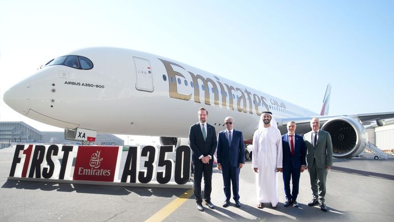 Emirates recibió su primer Airbus A350, parte de una compra total de 65 aviones similares.