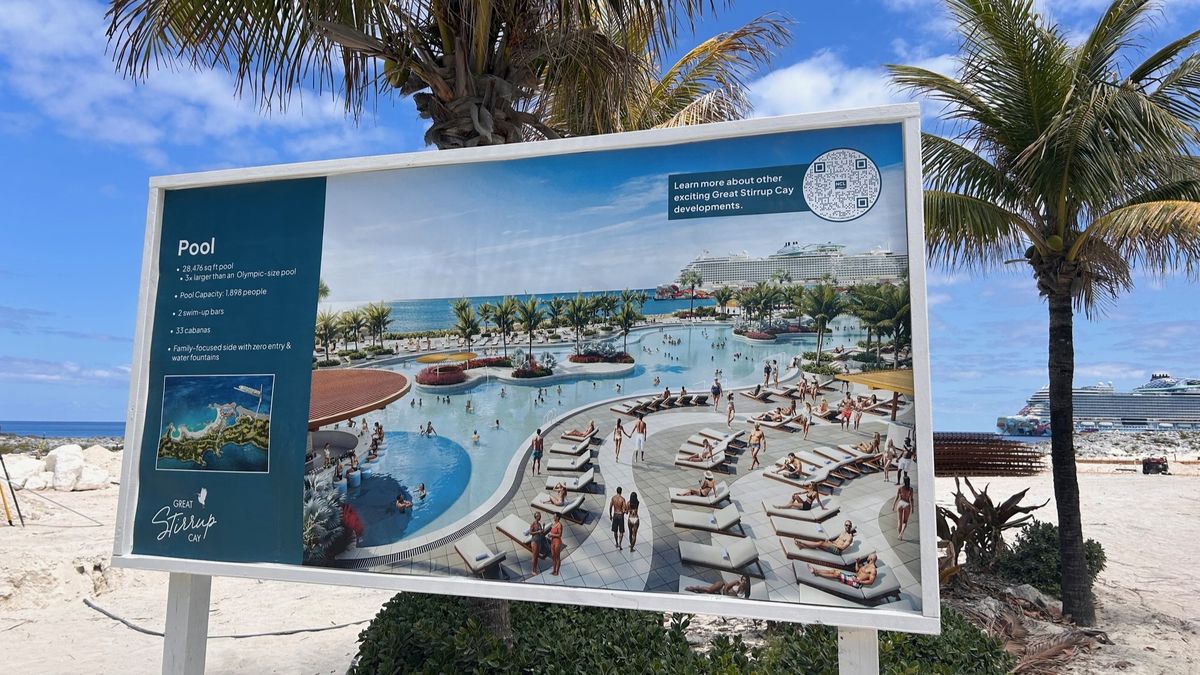 La piscina tendrá todo para convertirse en un highlight de Great Stirrup Cay.