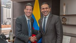 Mauricio Gómez Amín, ministro de Comercio, Industria y Turismo y Juvenal Díaz Mateus, gobernador de Santander.